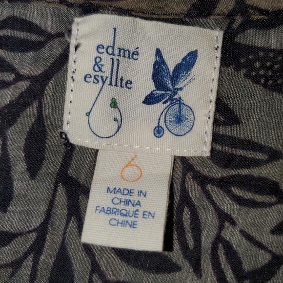 Floral pattern earth tones sheer top - size 6 - Picture 6 of 7